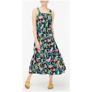 J.Crew Floral Tiered Navy Green Maxi Sundress size 4